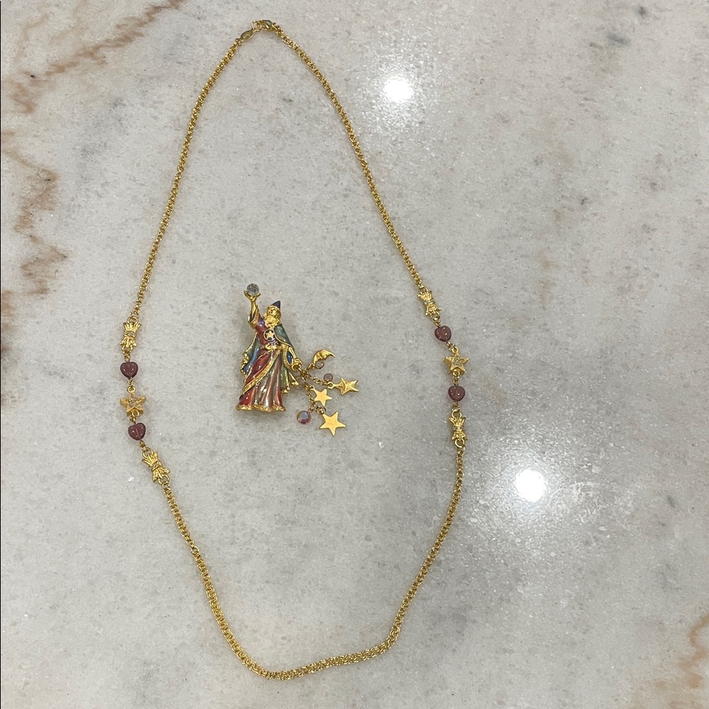 Kirks Folly Gold and Red Star Necklace